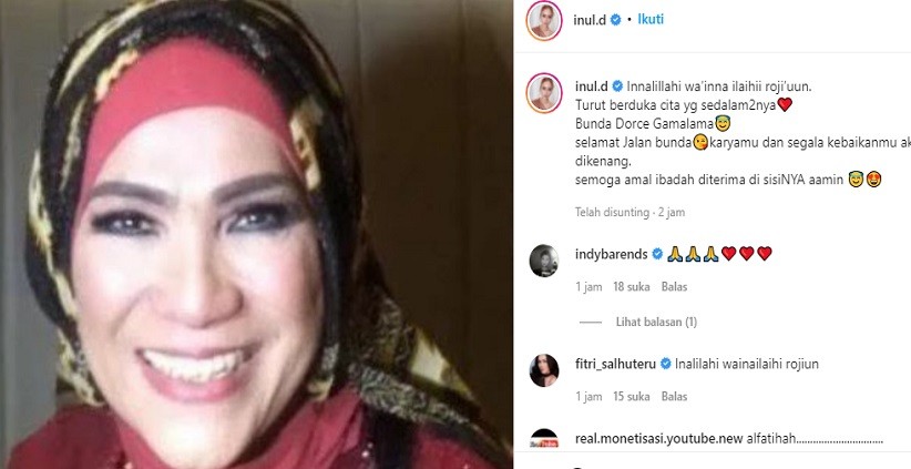 Dorce Gamalama Meninggal Dunia, Inul Daratista: Kebaikanmu Selalu Dikenang
