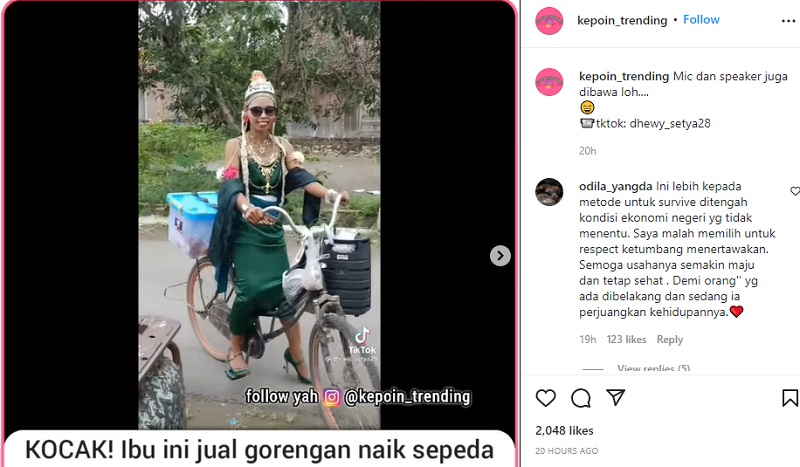 Viral Ibu Penjual Gorengan di Madiun Dandan ala Nyi Roro Kidul, Netizen: Pejuang Rupiah