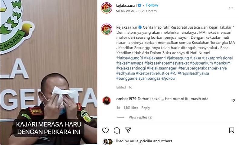 Viral Kajari Menangis Beri Restorative Justice, Bebaskan Pencuri demi Persalinan Istri