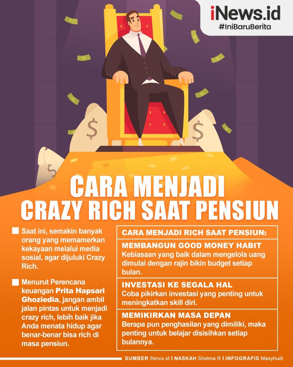 Infografis Cara Menjadi Crazy Rich Saat Pensiun