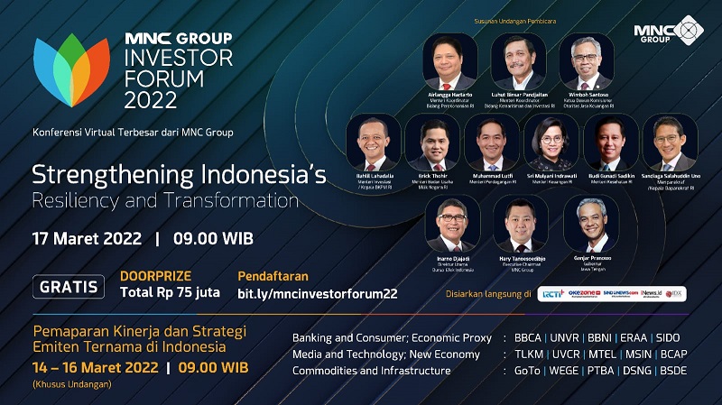Ada Luhut, Airlangga, Wimboh, Cek di Sini Line Up Menteri hingga Emiten MNC Group Investor Forum 2022!
