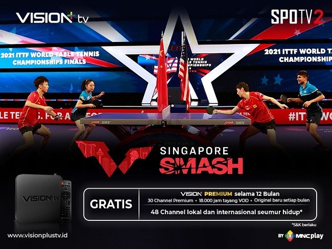 WTT Grand Smash Singapore Telah Hadir, Saksikan Setiap Pertandingannya di SPOTV Melalui Vision+ TV!