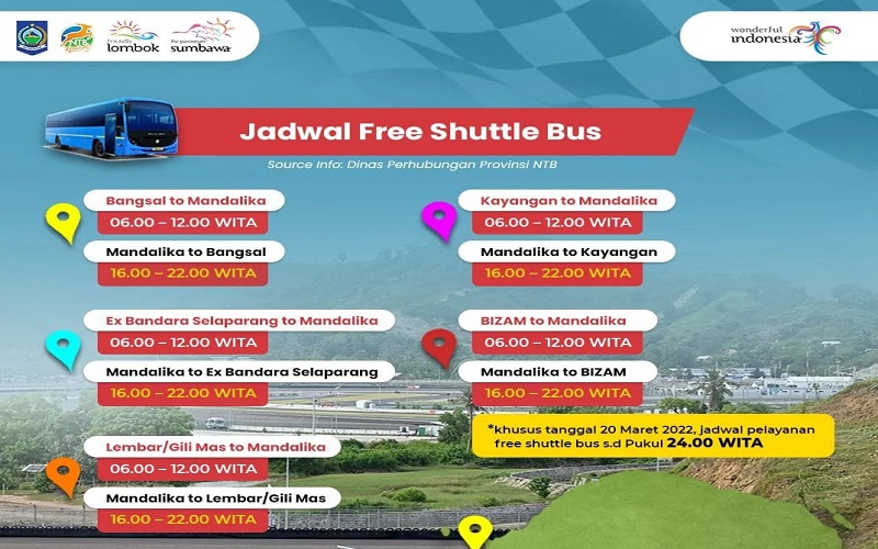 Ini Rute dan Waktu Operasional Bus Gratis Penonton MotoGP Mandalika