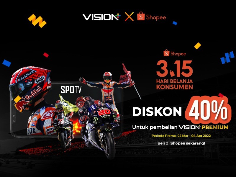 Belanja Konten Hiburan Sepuasnya, Dapatkan Promo Vision+ Premium di Shopee 3.15 Hari Belanja Konsumen!