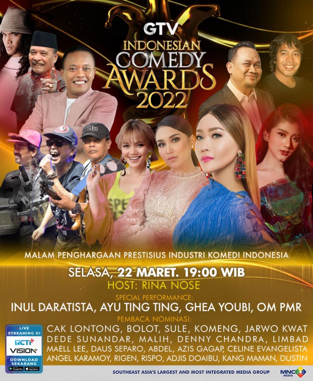 GTV Persembahkan Indonesian Comedy Awards 2022, Disambut Positif Penikmat Komedi Tanah Air!