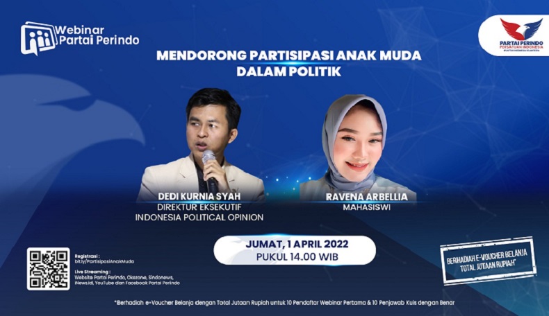 Jumat Ini, Partai Perindo Gelar Webinar Dorong Partisipasi Politik Anak Muda, Daftar di Sini!