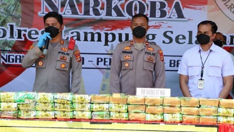 Tangkapan Besar Kasus Narkoba, Polda Lampung Selatan Gagalkan Peredaran Sabu 114 Kg