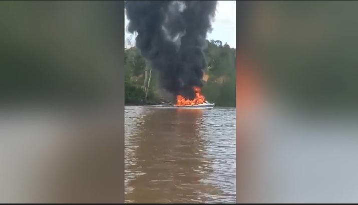 Usai Isi BBM, Speedboat Pengangkut Karyawan Perusahaan Tambang di Berau Terbakar