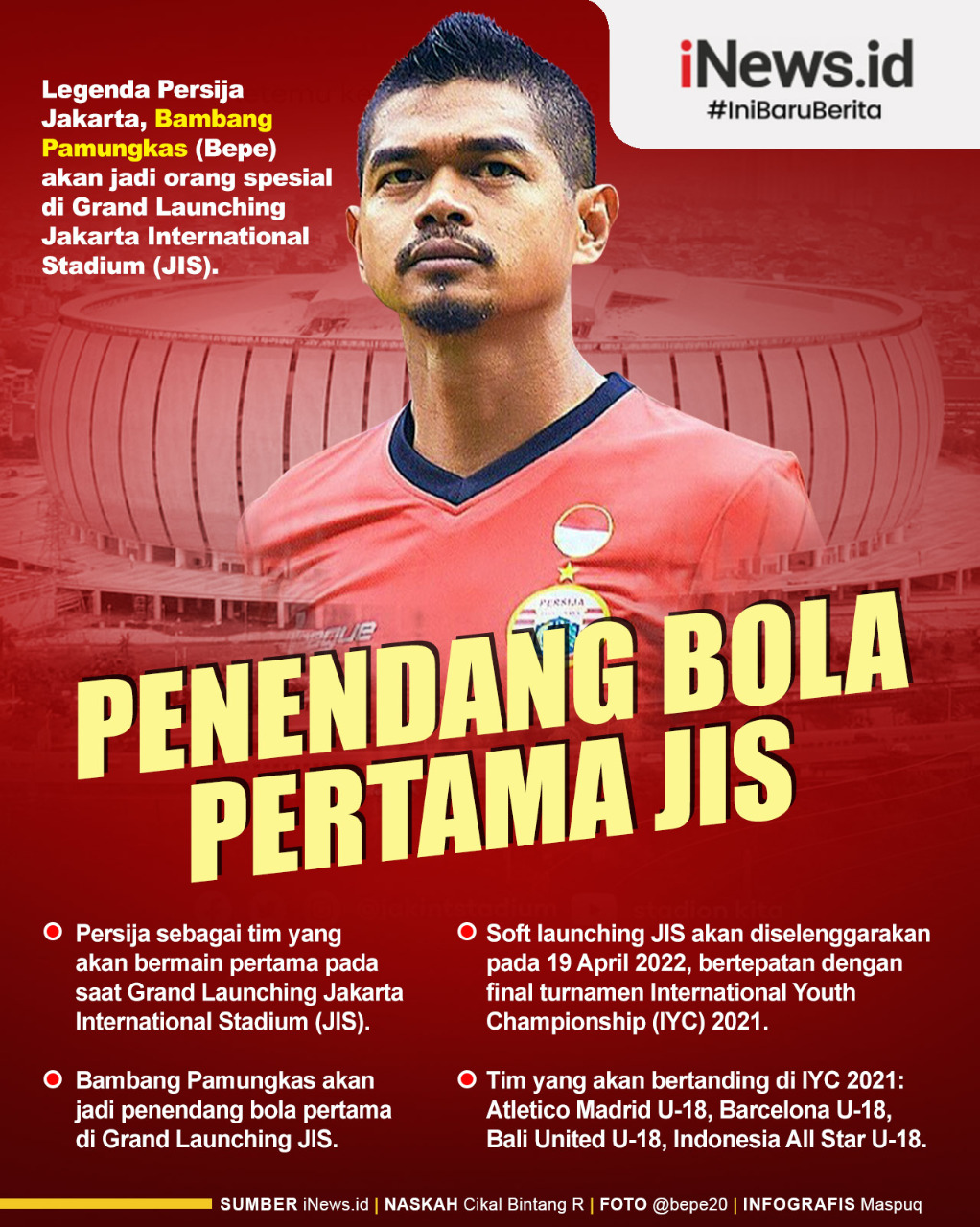 Infografis Bambang Pamungkas Penendang Bola Pertama di Grand Launching JIS