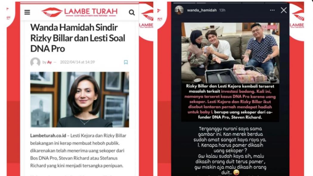 Ungkit Lesti dan Rizky Billar Pamer Terima Uang Sekoper dari Bos DNA Pro, Wanda Hamidah: Kok Gak Malu