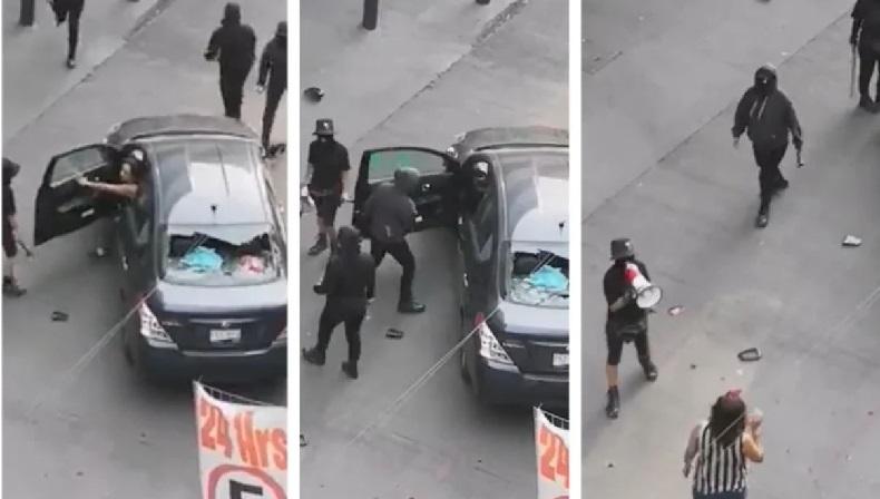 Brutal, Sejumlah Perempuan Bermasker Merusak Mobil Pakai Palu dan Pipa Besi