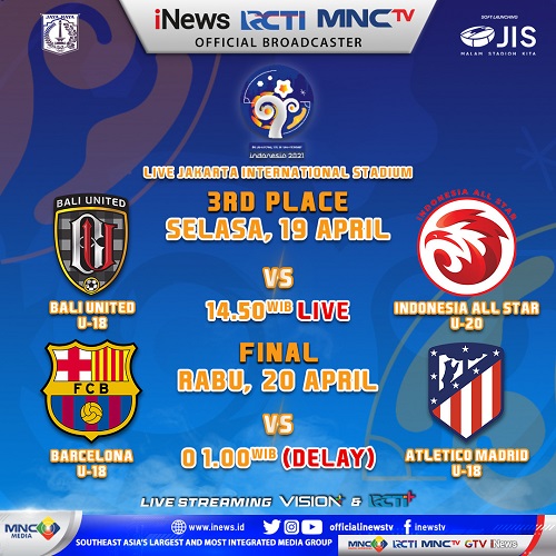 Indonesia Allstar U-20 vs Bali United U-18, Barcelona U-18 lawan Atletico Madrid U-18 Hari ini di iNews