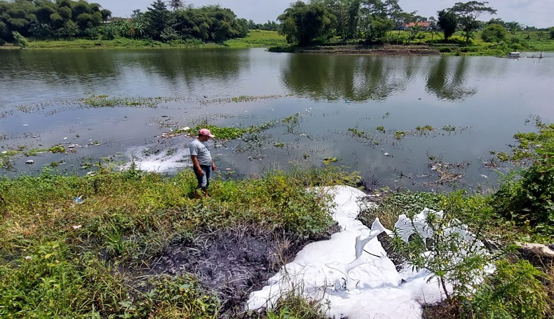 Diduga Tercemar Limbah, Sungai Citarum Padalarang KBB Berbusa Putih dan Bau Tak Sedap
