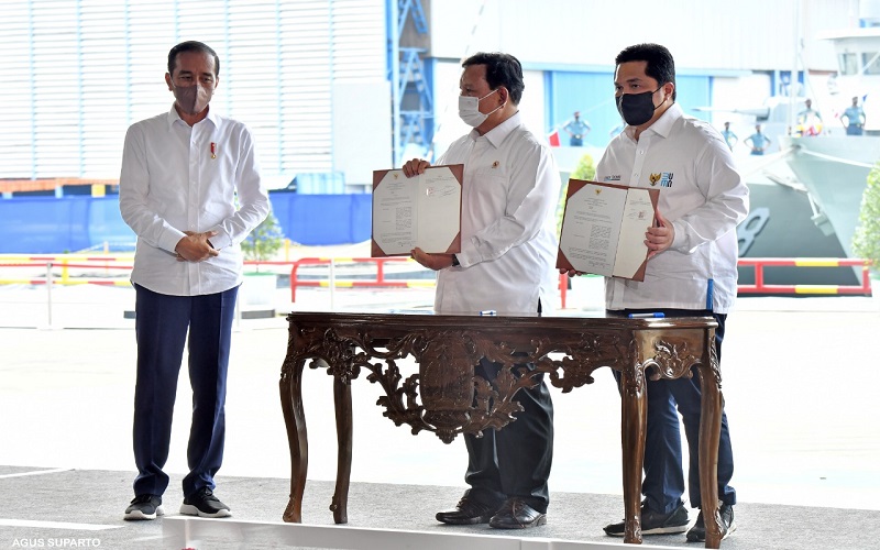 Jokowi Saksikan Kerja Sama Erick Thohir dan Prabowo