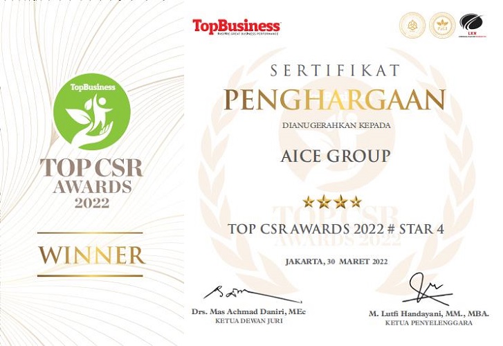 AICE Raih Penghargaan TOP CSR Awards Dua Tahun Berturut