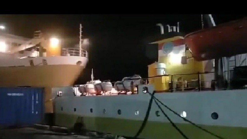 Kapal Tabrakan di Pelabuhan Biak Papua, KM Nusantara 63 Penyok 