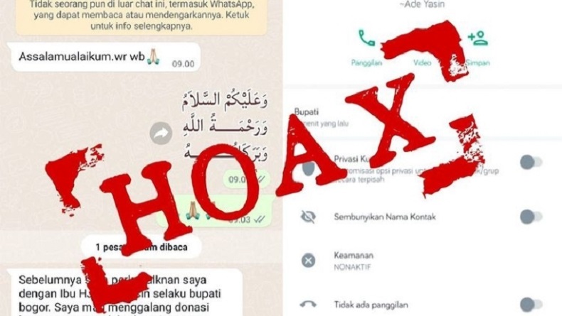 Waspada, Beredar Pesan Penipuan Catut Nama Bupati Bogor Ade Yasin