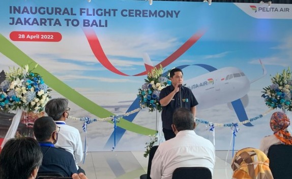 Pelita Air Terbang Perdana ke Bali, Begini Harapan Erick Thohir