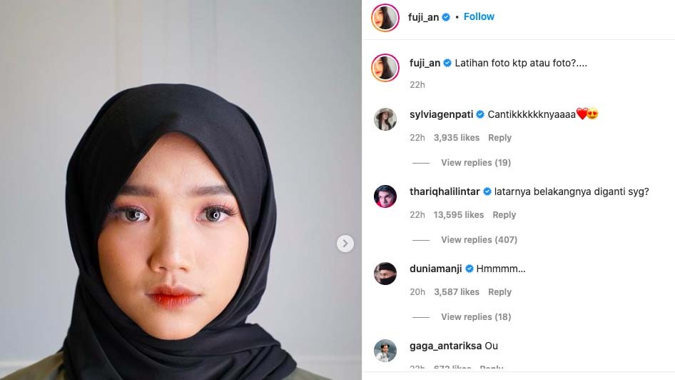 Fuji Pamer Foto Pakai Hijab, Repons Thariq Halilintar Jadi Sorotan: Latar Belakangnya Diganti Sayang