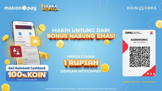 Hanya dengan Bayar Rp1 di MotionPay, Makin Untung dari Bonus Nabung Emas di KoinWorks!