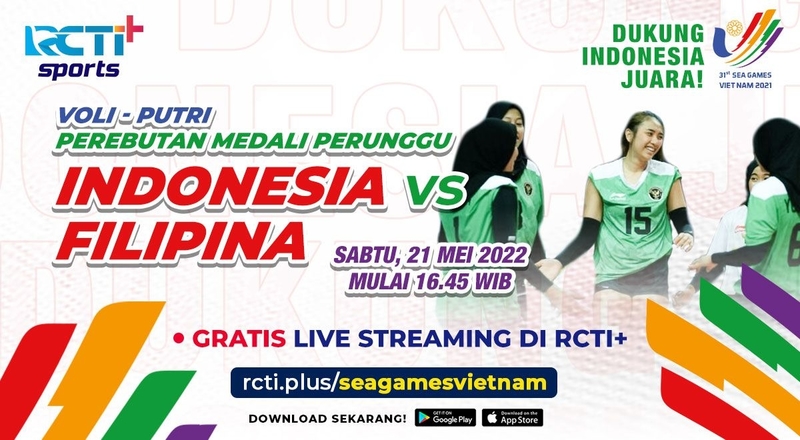 Link Live Streaming Tim Voli Putri Indonesia Vs Filipina SEA Games 2021 di RCTI+ Gratis