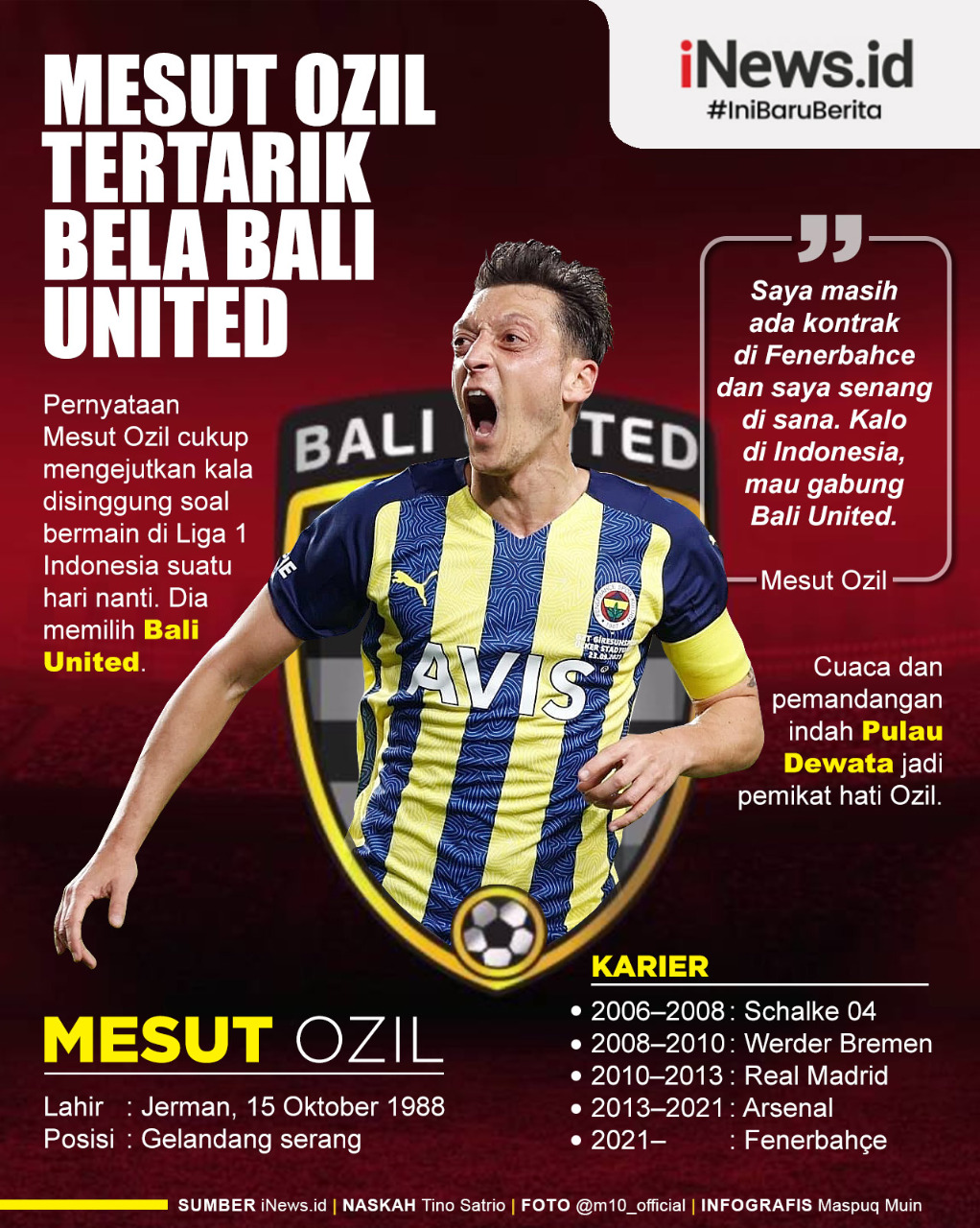 Infografis Mesut Ozil Tertarik Bela Bali United