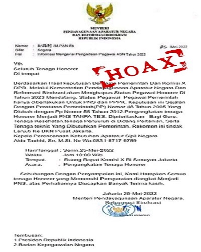 KemenPANRB Pastikan Surat Pengangkatan Tenaga Honorer Jadi PNS Palsu