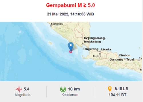 Tanggamus Lampung Diguncang Gempa Magnitudo 5,4, BMKG: Tak Berpotensi Tsunami