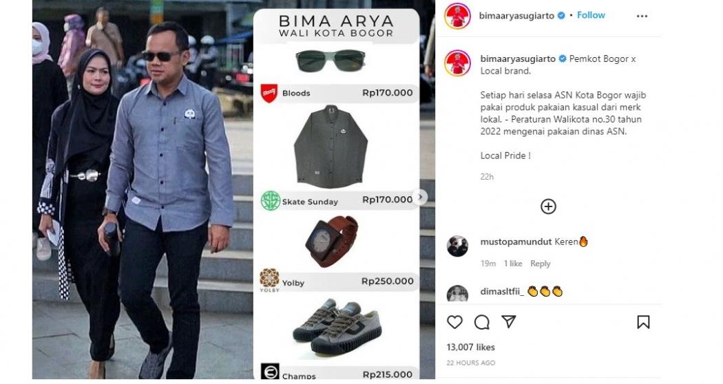 Bima Arya Wajibkan Seluruh ASN Kota Bogor Pakai Baju Kasual Buatan Lokal, Begini Modelnya