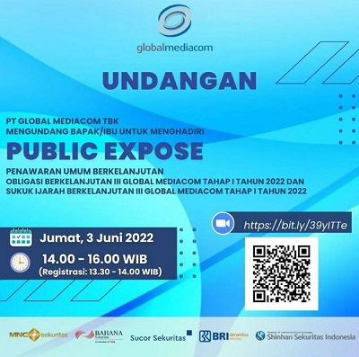 Besok, Global Mediacom Gelar Public Expose Penawaran Umum Obligasi dan Sukuk Ijarah