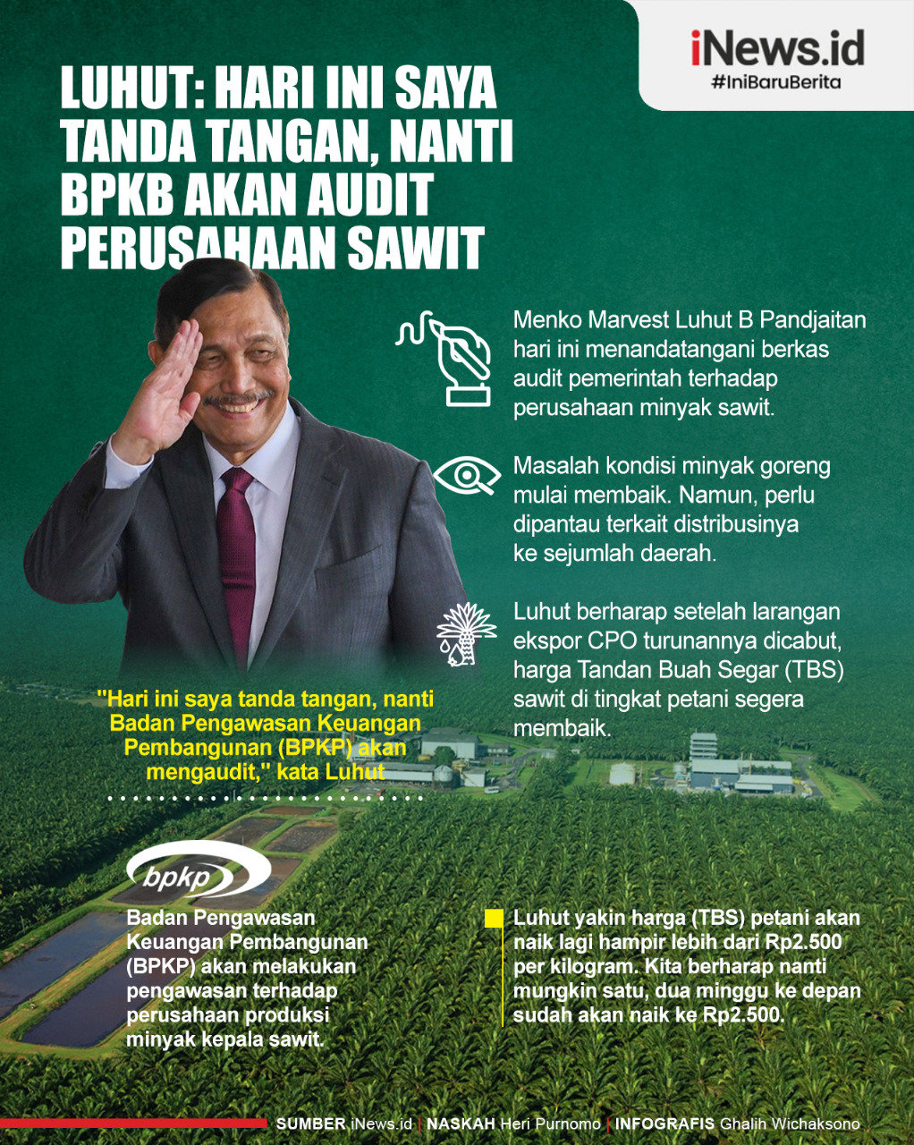 Infografis Luhut: Hari Ini Saya Tanda Tangan, Nanti BPKP Akan Audit Perusahaan Sawit 