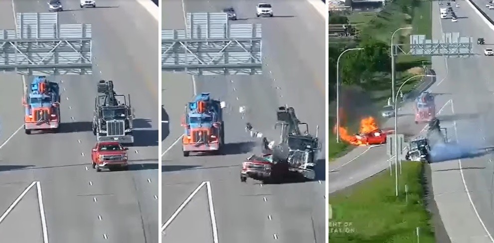 Viral Mobil Pikap Ditabrak Truk hingga Terbakar di Jalan Tol, Pengendaranya Ibu dan Anak