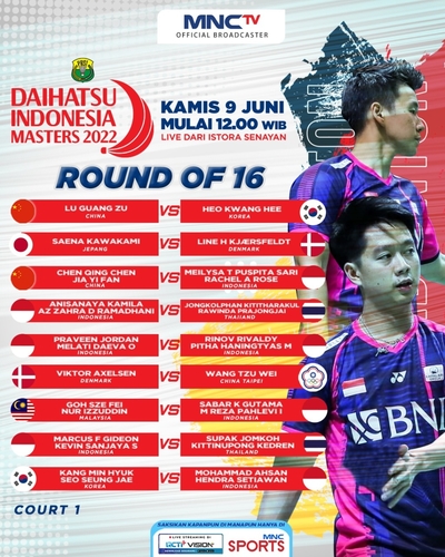 Siang Ini! 9 Pertandingan Daihatsu Indonesia Masters 2022, Live di MNCTV