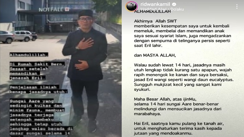 Ridwan Kamil Mandikan Eril di RS Notfall Bern, Ini Alasan Ilmiah Jasadnya Utuh