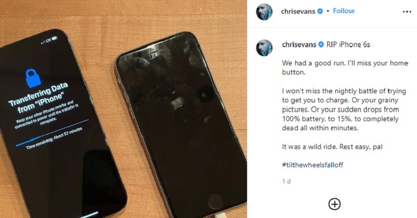 Ganti HP, Chris Evans Ucapkan Selamat Tinggal ke iPhone 6s