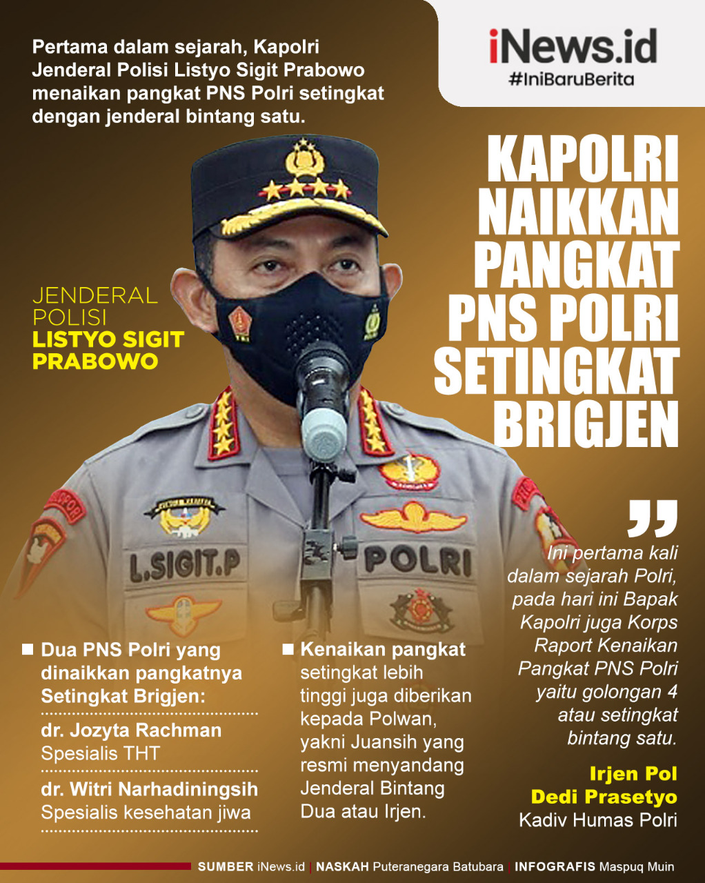 Infografis Kapolri Naikkan Pangkat PNS Polri Setingkat Brigjen, Pertama dalam Sejarah