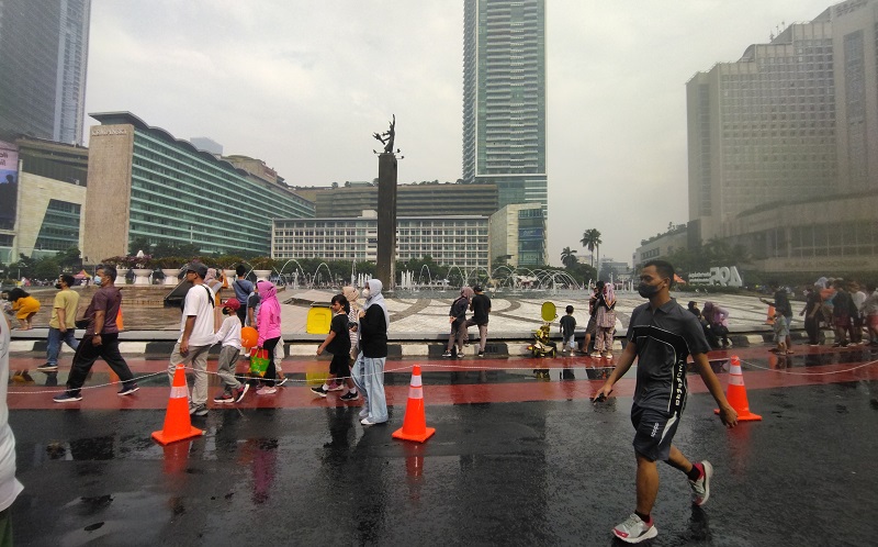 Adem, Begini Suasana di CFD Sudirman-Thamrin yang Sempat Diguyur Hujan Pagi Ini