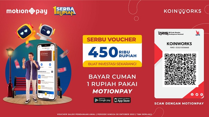 Bonus Modal Investasi Rp450 Ribu dari KoinWorks, Cuma Bayar 1 Rupiah di MotionPay