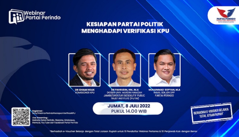 Catat dan Simak Webinar Partai Perindo Besok Bahas Kesiapan Hadapi Verifikasi KPU