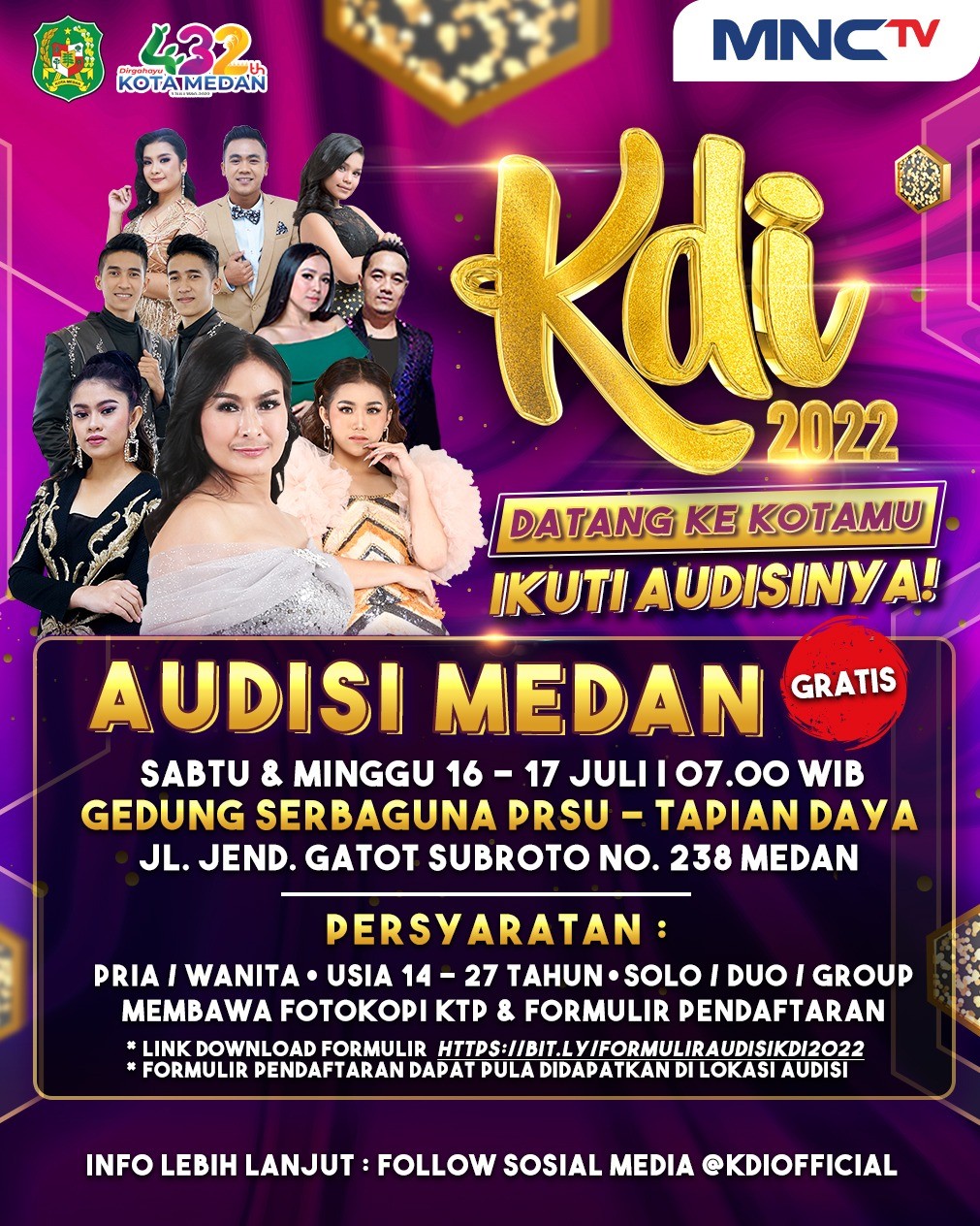 Horas! Medan Jadi Kota kedua Pencarian Talenta-Talenta Dangdut Berbakat di Audisi KDI 2022