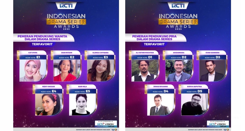 Daftar Lengkap Pemeran Pendukung Indonesia Drama Series Awards 2022 Terfavorit