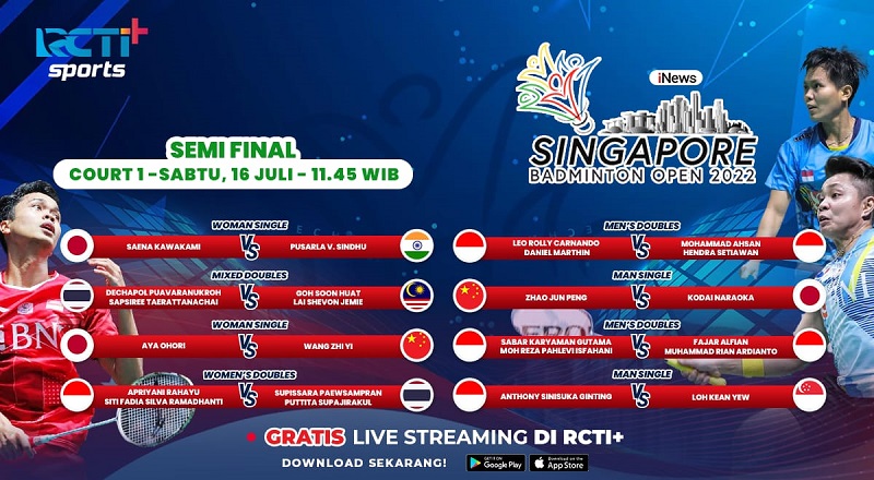 Link Live Streaming Singapore Open 2022: Ada All Indonesian Semifinal Ganda Putra