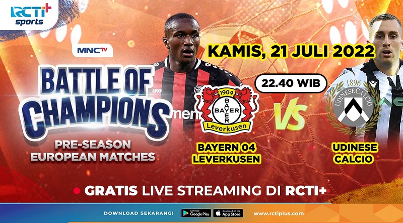 Link Live Streaming Bayer Leverkusen Vs Udinese di RCTI+ Gratis