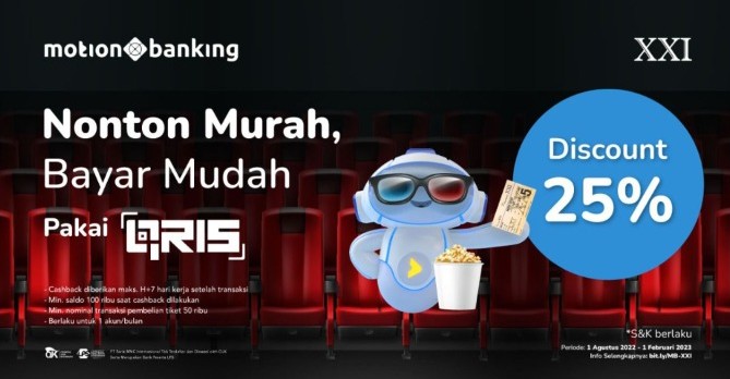 Hore, Nonton Bioskop Kini Lebih Hemat dan Praktis Pakai QRIS MotionBanking