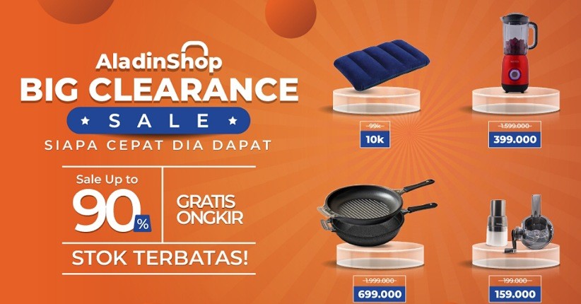 Big Clearance Sale up to 90% Khusus Perabotan Rumah Tangga hanya di AladinMall by Mister Aladin, Jangan Sampai Kehabisan!