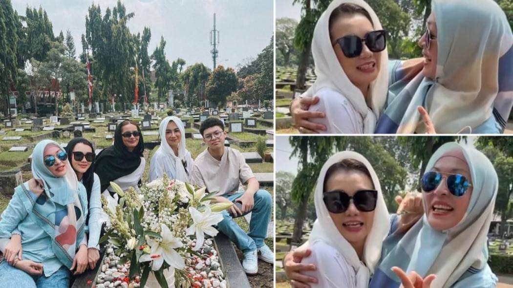 Jadi Sorotan Angelina Sondakh Memeluk Reza Artamevia di Pemakaman Adjie Massaid, Netizen: Masya Allah Adem Lihatnya