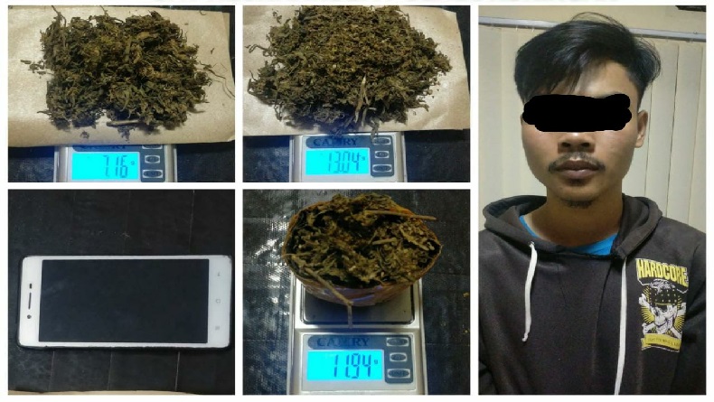 Kedapatan Bawa 3 Paket Ganja Kering, Pemuda Cigugur Kuningan Ditangkap Polisi