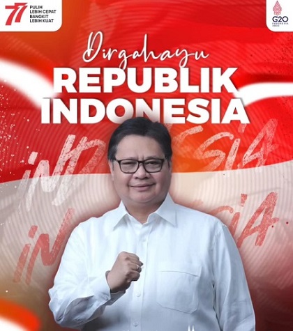 HUT Kemerdekaan RI Ke-77, Menko Airlangga: Rayakan dengan Rasa Syukur dan Semangat Cinta Tanah Air  