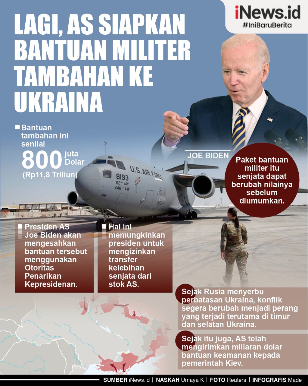 Infografis AS Bakal Gelontorkan Lagi Bantuan Militer ke Ukraina, Nilainya Rp11,8 Triliun
