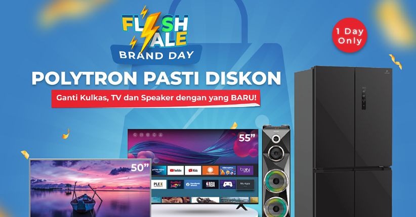 Jangan Lewatkan Flash Sale Polytron Hanya di AladinMall by Mister Aladin, Diskon s.d Rp1.2 Juta + Gratis Ongkir!